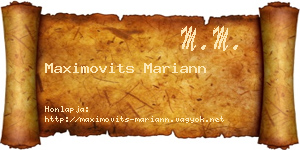 Maximovits Mariann névjegykártya